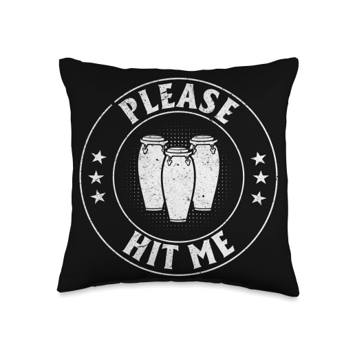 Conga Player Conga Drummer Instrument Please Hit Drums Player Musician Congas Throw Pillow, 16x16, Multicolor