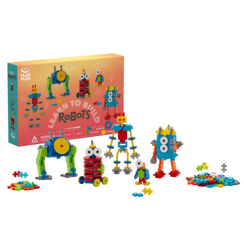 PLUS PLUS - Learn to Build - Robots - 275 Pieces - Construction Building Stem/Steam Toy, Interlocking Mini Puzzle Blocks for Kids