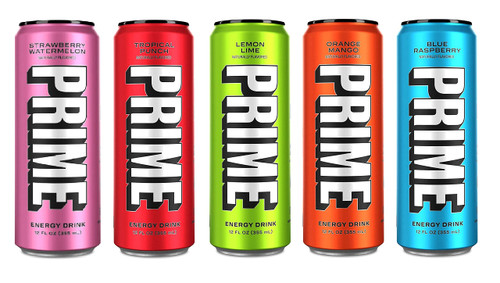 PRIME Energy Drink Naturally Flavored, 200mg Caffeine, Zero Sugar, 300mg Electrolytes, Vegan, Multi-Flavor Variety Pack, 12 Fl Oz Can (5 Flavor Variety, Pack of 5)