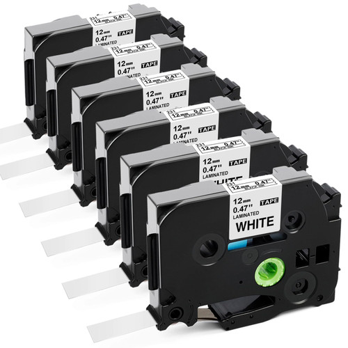 Labelife 6-Pack P Touch Label Tape Replacement for Brother TZe-231 TZe TZ Tape 12mm 0.47 Laminated White TZe231 TZ231 for Brother Label Maker PT-D210 PT-D220 PT-H110 PT-D400 PT-D610BT D410 D600 D460BT
