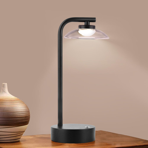 Xermei Cordless Small Table Lamp,3 Color Stepless Dimming Touch Led Table Lamp,Portable Rechargeable LED Nightstand Lamp,Desk Lamp for Kids, Bedrooms, Living Room, Restaurat (Black)