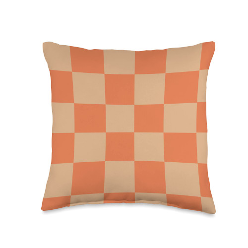 terracotta orange Checkerboard Cool Designs Terracotta and Orange Checkered Checkerboard Pattern Throw Pillow, 16x16, Multicolor