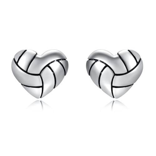925 Sterling Silver Heart Volleyball Basketball Softball Baseball Stud Earrings Hypoallergenic Jewelry Gifts for Women Teen Girls Players (Volleyball)