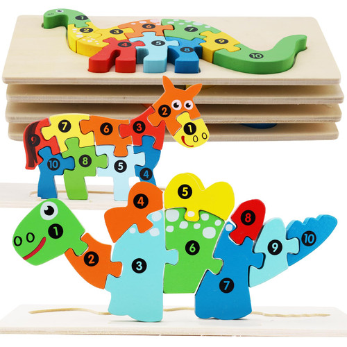 Toddler Puzzles, Wooden Puzzles for Toddlers?Educational Toys for Ages 2-4 Animal Preschool Puzzles, Number Puzzles for Kids Birthday Gift Ages 3-5
