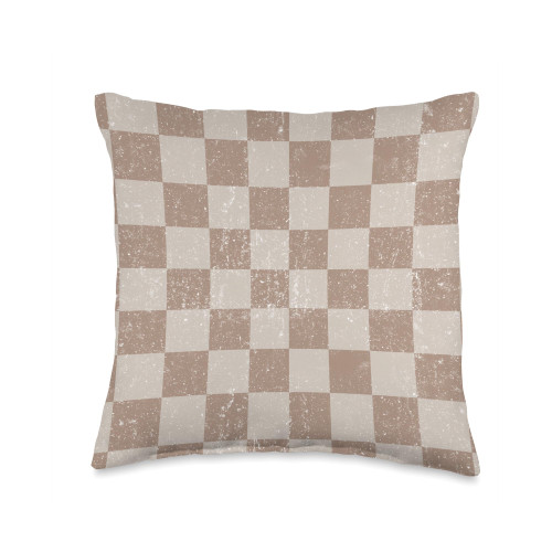 Vintage Brown Checkerboard Cool Designs Vintage Brown Classic Checkered Big Checkerboard Throw Pillow, 16x16, Multicolor