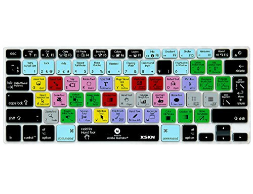 XSKN Adobe Illustrator Shortcuts Keyboard Skin Silicone AI Hotkeys Keyboard Cover for Macbook Air 13 & Macbook Pro 13 15 17, Retina (US / European ISO Keyboard)