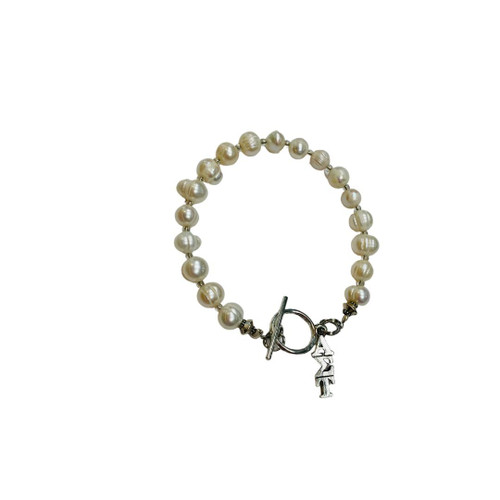 Freshwater Pearl Alpha Sigma Tau Sorority Greek Toggle Bracelet