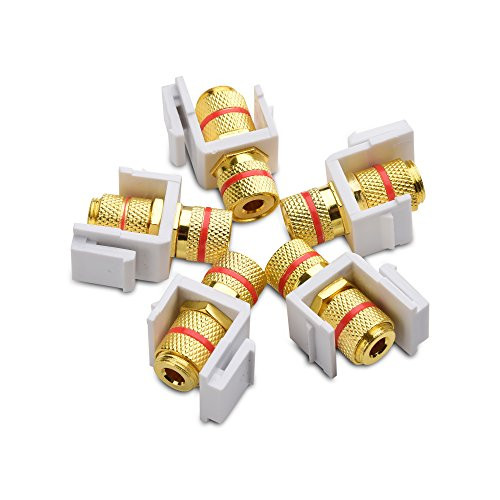 Cable Matters 5-Pack Banana Jack Binding Post Keystone Jack Inserts with Red Ring in White