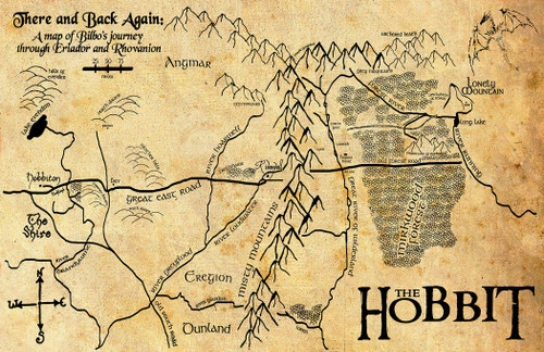 Bilbo's Hobbit Map Illustration - Fantasy Middle Earth Poster Print (11x17 inches)