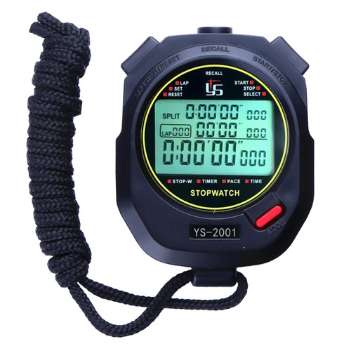 Stopwatch Sport Timer Lap Split Digital Stopwatch with Clock Calendar Alarm Shockproof Stopwatch for Sports Training Handheld Timer