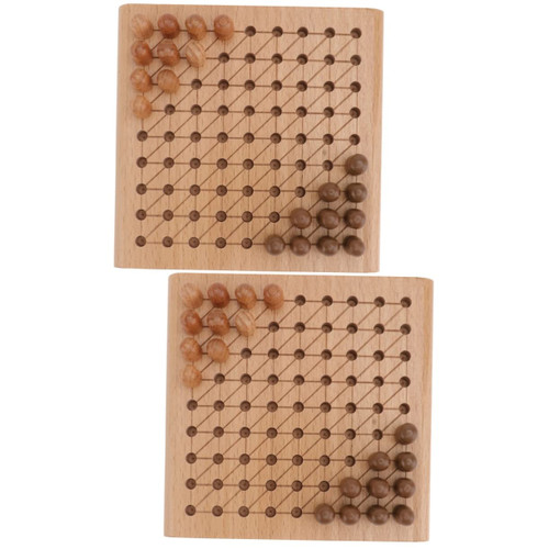 Abaodam 2 Sets Chess Toys Logic Toy Montessori Toy Chess Playing Game Chinese Checker Pegs Jump Chess Game Table Games for Kids Chinese Chequers Game Party Toys Desktop Child Wooden