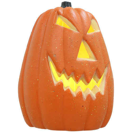 DOITOOL Mini Halloween Pumpkin Lantern, Jack-O-Lanterns Light Up Pumpkin Figurine Halloween Pumpkin Decorations Party Favor for Haunted House Halloween Decor, 6.7x4.7Inch