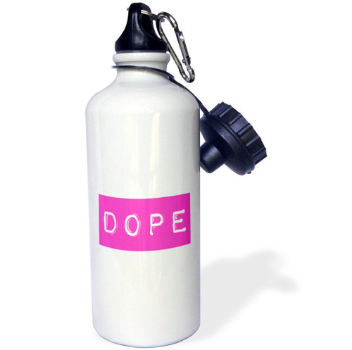 3dRose "Print of TEXT Dope Hot Pink Sports" Water Bottle, 21 oz, Natural