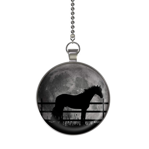 Gotham Decor Corral Horse Moon Glow in The Dark Ceiling Fan and Light Pull Double Sided Chain Pendant