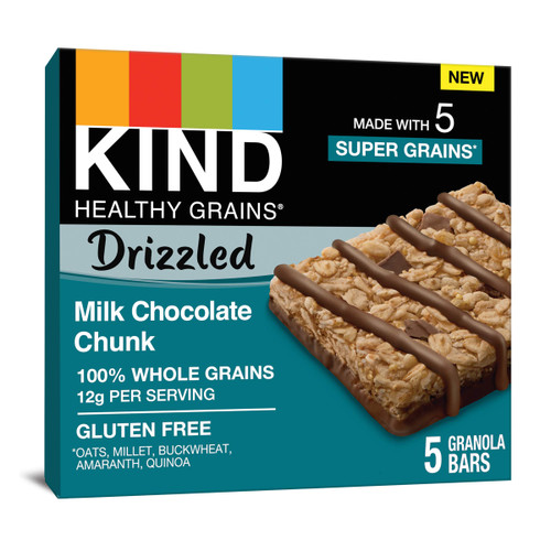 KIND Healthy Grains Bars Drizzled, Milk Chocolate Chunk, Gluten Free, 1.2 Oz, (8 Pack), 40Count