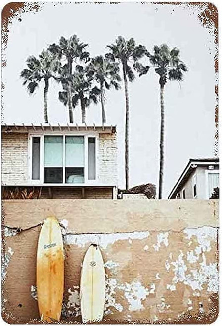 Surf Metal Tin Signs Retro Surfboard Posters Club Room Bathroom Decor Aluminum Sign Retro Plaque Wall Decor 8x12 Inches