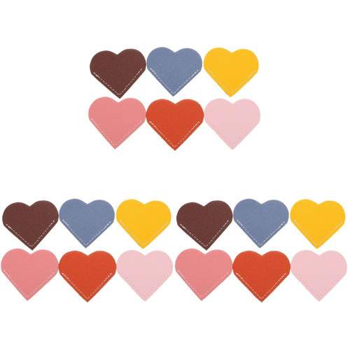 TEHAUX 18 Pcs Love Bookmark Leather Heart Book Marker Heart Book Marks Gift Tag Reading Page Corner Leather Bookmark Label Corner Page Book Mark Tags Page Clip Heart-Shaped Books Student