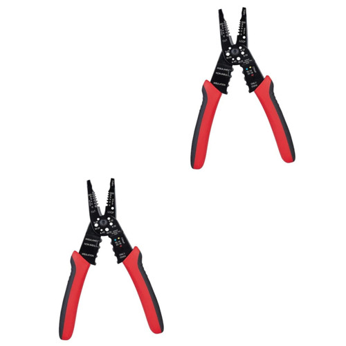 Homoyoyo 2pcs Wire Strippers Stripping Pliers Wire Crimper Chain Nose Pliers Wire Stripping Tool Crimper Tool Electrical Multitools Nose Side Cutter Pliers Cable Clamp Crimping Pvc
