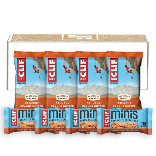 CLIF BAR - Crunchy Peanut Butter - Full Size and Mini Energy Bars - Made with Organic Oats - Non-GMO - Plant Based - Amazon Exclusive - 2.4 oz. and 0.99 oz. (20 Count)