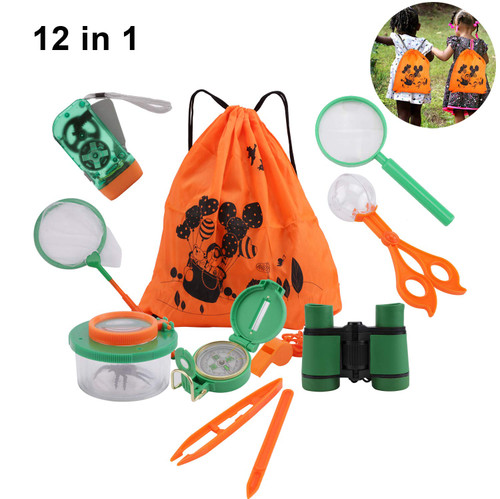 Messar 12 Pack Outdoor Explorer Kit, Kids Adventurer Exploration Equipment Set with Binoculars, Flashlight, Compass, Magnifying Glass, Backpack Bag, Bug Collector, Whistle, Bug Catcher, Butterfly Net Messar 12 Pack Outdoor Explorer Kit, Kids Adventurer Exploration Equipment Set with Binoculars, Flashlight, Compass, Magnifying Glass, Backpack Bag, Bug Collector, Whistle, Bug Catcher, Butterfly Net
