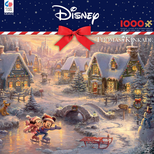 Ceaco - Thomas Kinkade - Mickey and Minnie Sweetheart Holiday - 1000 Piece Jigsaw Puzzle, 12+ years Ceaco - Thomas Kinkade - Mickey and Minnie Sweetheart Holiday - 1000 Piece Jigsaw Puzzle, 12+ years