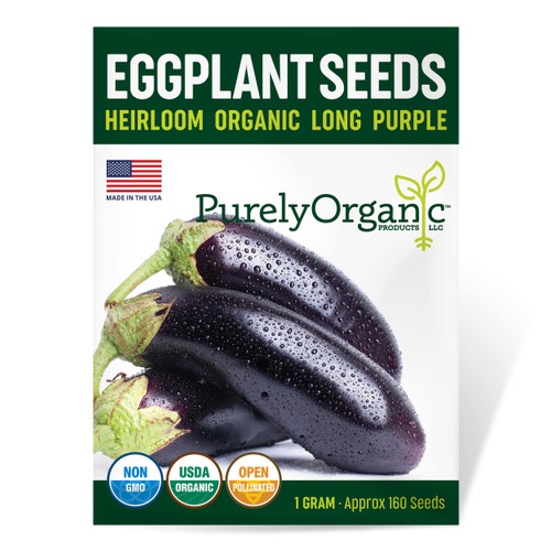 Purely Organic Products Purely Organic Heirloom Eggplant Seeds (Long Purple) - Approx 160 Seeds