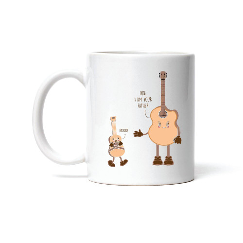 Unique Fathers Day Gift Idea Uke I Am Your Father Music Ukulele Guitar 11oz 15oz White Coffee Mug
