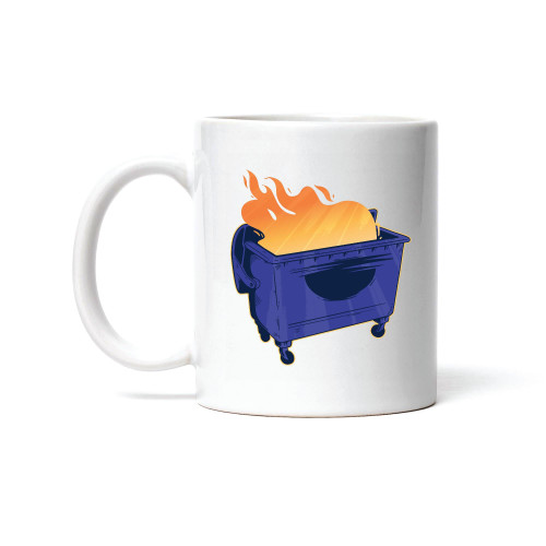 Gift Idea for Fire Lovers Blue Dumpster Fire Illustration 11oz 15oz White Coffee Mug