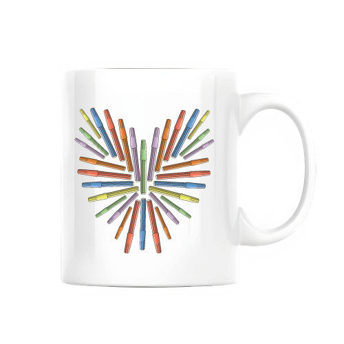 Crayon heart graphic for Art Teacher Art lover 11oz 15oz White Coffee Mug