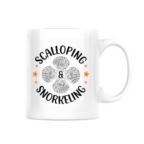 Scuba Diving Scallop Fishing Design Scalloping Snorkeling Clamming Shellfishing 11oz 15oz White Coffee Mug