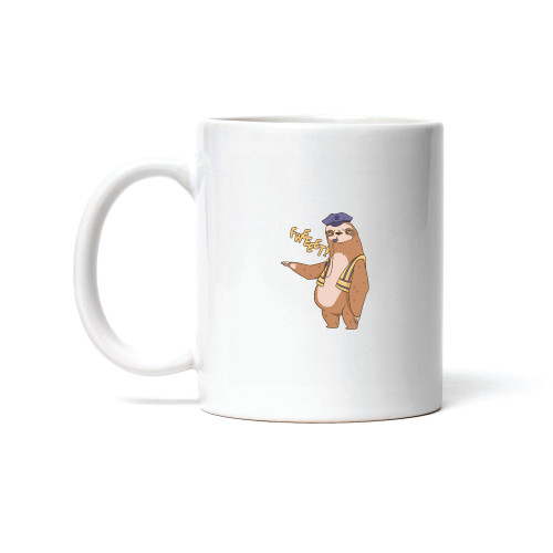 Sloth Traffic Cop Gift Sloth in Uniform Blowing His Whistle Gift for Sloth Lovers 11oz 15oz White Coffee Mug