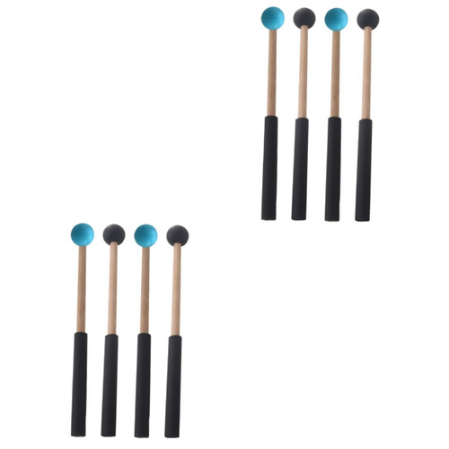 Vaguelly 4 Pairs drumstick Tongue Drum Accessories Tongue Drum Sticks Xylophone Drum Sticks Musical mallets Drum mallets Xylophone mallets Energy Chime Rubber Classic Child Hammer Wood