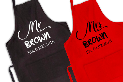 Personalized Anniversary Gifts for Him and Her, Custom Apron for Couple, Personalized Couple Gift, Christmas Gifts for Husband or Wife, Couple Gift for Anniversary, Wedding, Kitchen Gift