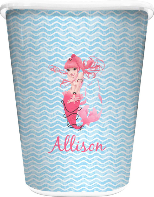 RNK Shops Personalized Mermaid Waste Basket - Single Sided (White)