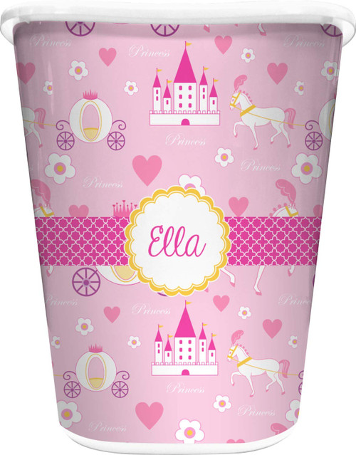 RNK Shops Personalized Princess Carriage Waste Basket - Single Sided (White)