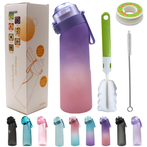 Air Water Bottle with Flavour Pods,650ml Starter Up Sports Water Bottles BPA Free 0% Sugar Flavour Pods Scented Water Cup Lockable Leakproof Water Bottle for Fitness and Outdoor