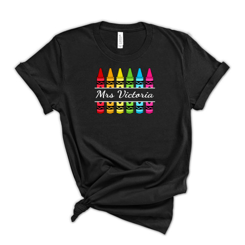 Customized Teacher Shirt, Back to School Shirt Kindergarten Teaching Shirt Personalized Name Teacher Shirt Crayon Teacher Shirt Teacher Gift Customized Teacher Shirt, Back to School Shirt Kindergarten Teaching Shirt Personalized Name Teacher Shirt Crayon Teacher Shirt Teacher Gift
