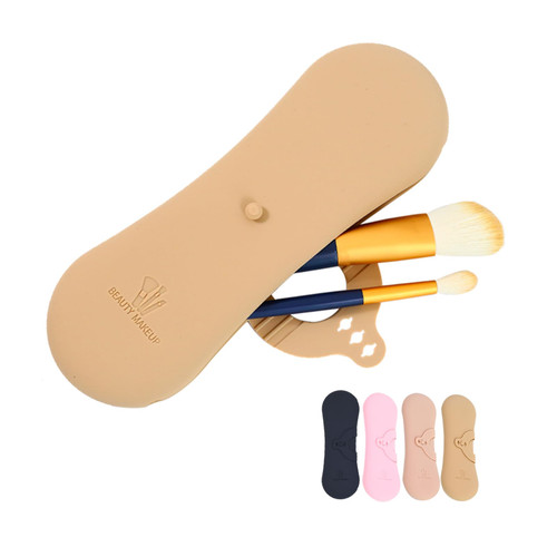 RUICAIYUE Travel Makeup Brush Holder, Silicone Makeup Brush Holder, Cosmetic Brush Organizer, Portable Storage Bag, Soft and Sleek Makeup Tools Organizer for Travel (Khaki) RUICAIYUE Travel Makeup Brush Holder, Silicone Makeup Brush Holder, Cosmetic Brush Organizer, Portable Storage Bag, Soft and Sleek Makeup Tools Organizer for Travel (Khaki)