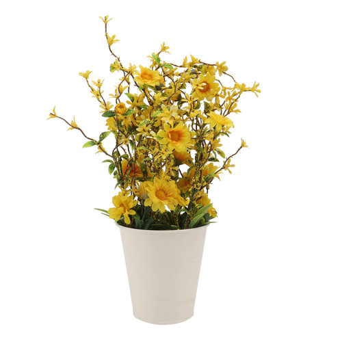 1Pc Artificial Flower Fake Plant for Bathroom Fake Silk Daisies Flowers Potted Sunflower Artificial Fake Plastic Plants Fake Plant Bonsai Fake Potted Flower Dropshipping Metal