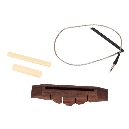 pistro Set of Rosewood Ukulele Bridge&Piezo Pickup&Saddle&Nut Guitar Replacement