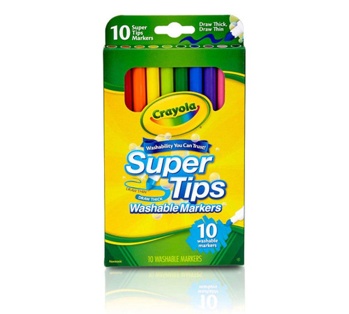 Crayola, 588610, Washable Super Tips Markers, Broad/Fine Bullet Tip, Assorted Colors, 10/Set, Sold As 3 Sets