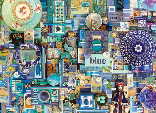 Cobble Hill 1000 Piece Puzzle - Rainbow Collection: Blue - Sample Poster Included