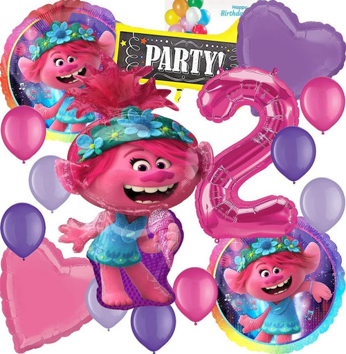 amscan Foil Balloons, for Trolls World Tour Party Collection, Party Accessory, Multicolor, 2nd Birthday