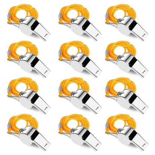 SHENGQIDZ 12 Pack Whistles, Stainless Steel Sports Loud Crisp Sound Whistles with Lanyard,Whistles Great for Referees, Coaches SHENGQIDZ 12 Pack Whistles, Stainless Steel Sports Loud Crisp Sound Whistles with Lanyard,Whistles Great for Referees, Coaches