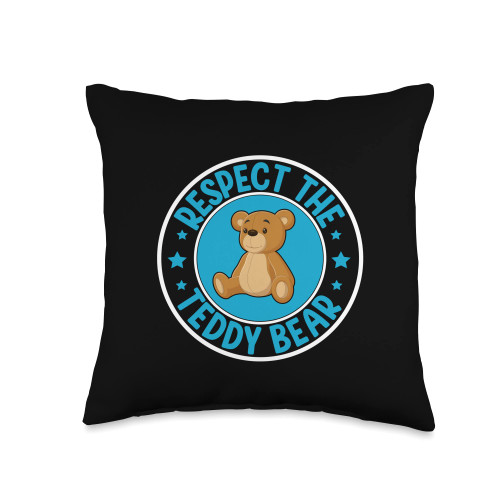 Cute Teddy Bear I Little Bear I Kids Teddy Bear Respect The Teddy Bear Throw Pillow, 16x16, Multicolor