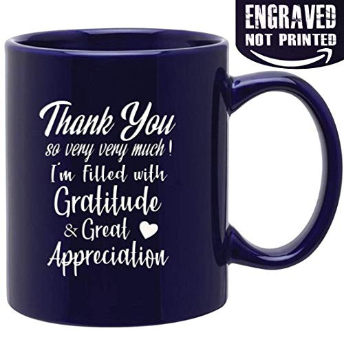 Novelty ceramic Mug for saying Thank you so very very much ! 11oz cobalt Engraved Both Sides ceramic coffee mug, Gifts for Family, Friends, Coworkers,Teacher,Boss
