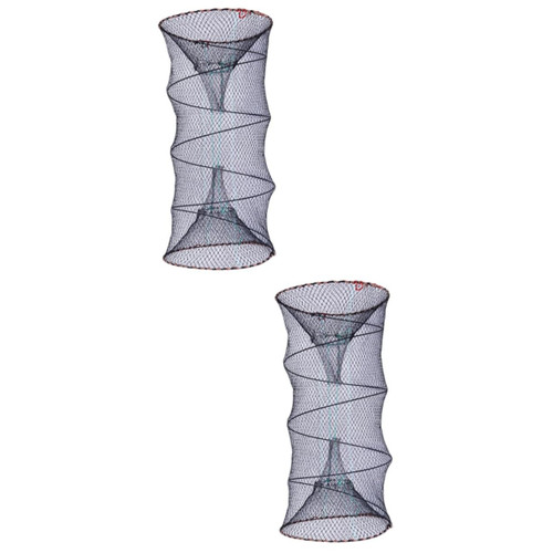 Toddmomy 2pcs Crab cage Fishing Landing net Fishing net mesh net Fishing line Bait Foldable