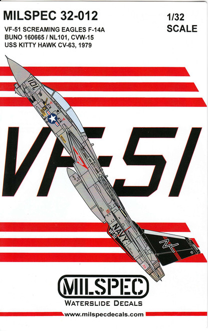 CAMMS32012 1:32 MilSpec Decals - F-14A Tomcat VF-51 Screaming Eagles USS Kitty Hawk 1979 [WATERSLIDE DECAL SHEET]
