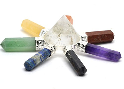 Healing Crystals India Large 7 Sided Chakra Energy Generator Reiki 8 Stone  Quartz Crystal Pyramid