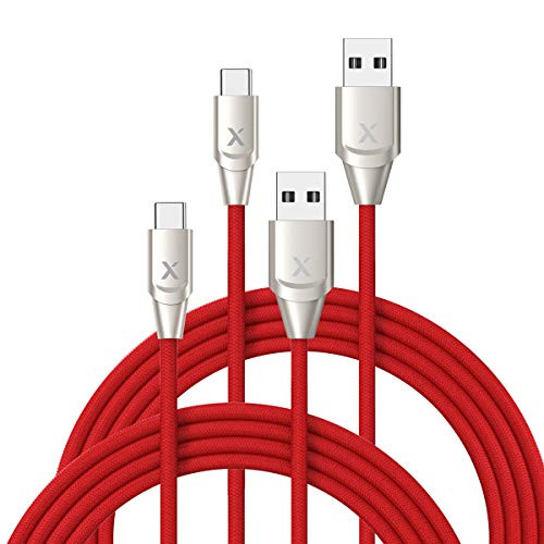 Xcentz 2 Pack USB Type C Cable 6ft, USB C to USB A Fast Charging Cable, Premium Nylon Braided Charger Cord for Samsung Galaxy Note 8/9, S8/S8 Plus, S9/S9 Plus, LG V20/V30, G5/G6/G7, HTC 10, Pixel XL